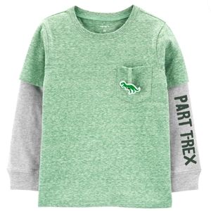 Interactive T-Rex Layered-Look Snow Yarn Tee